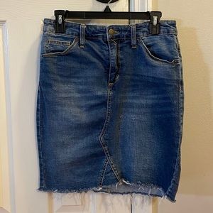 Size 10/30 jean skirt with frayed hem